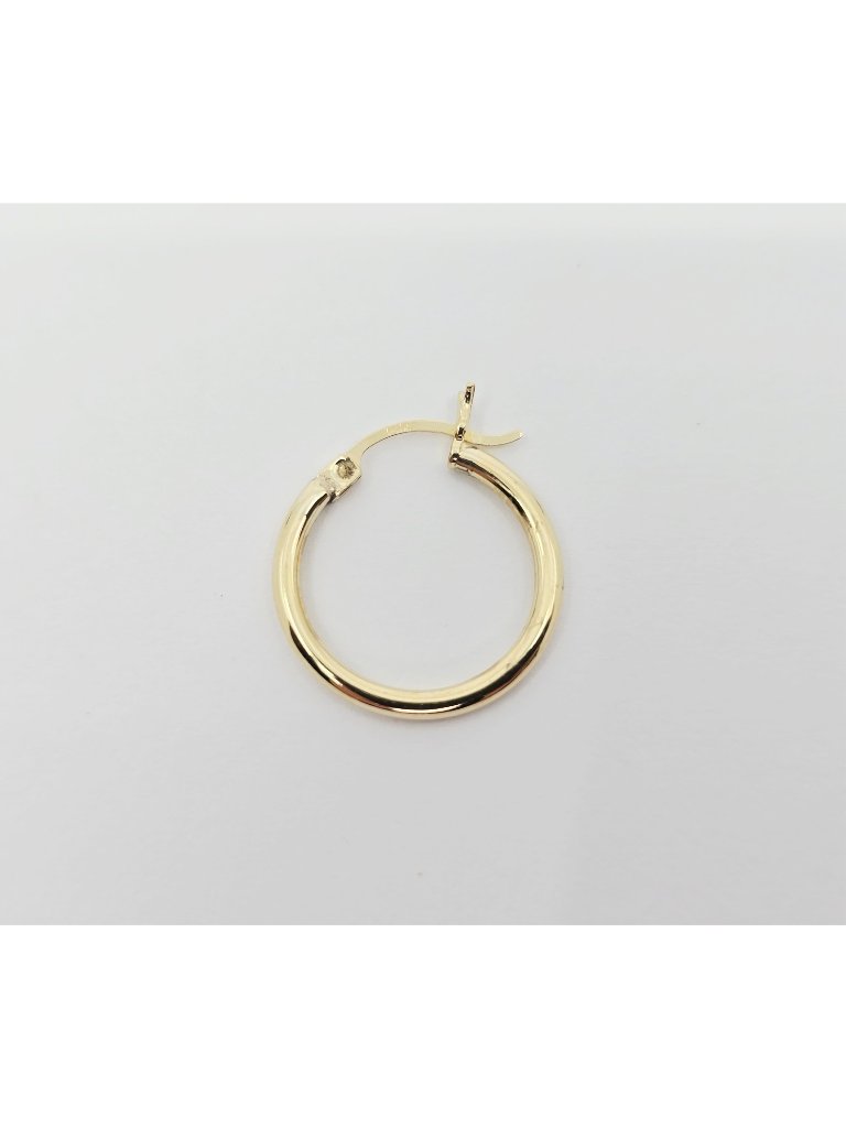 Unique Single 14k Karat Solid Yellow Gold Designer Clip On Hinge Hoop Earring